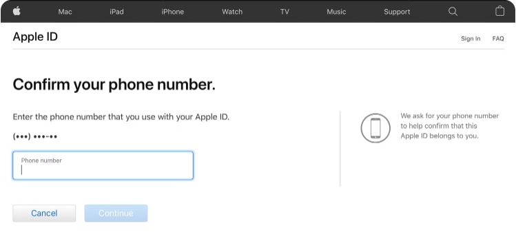 réinitialiser le mot de passe Apple ID
