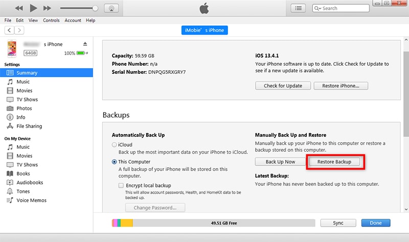 berichten herstellen met itunes