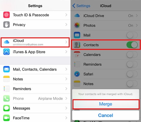 επαναφορά επαφών iCloud