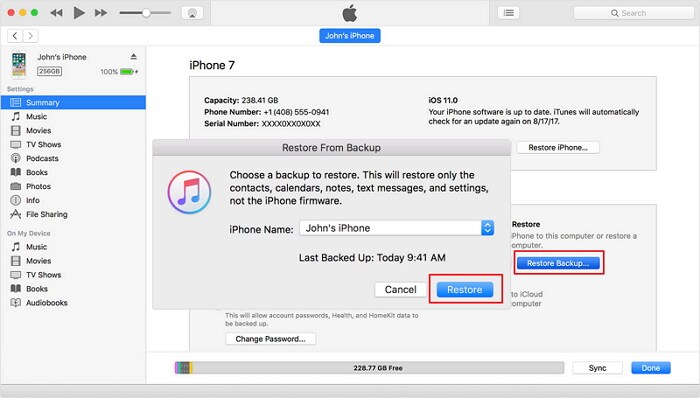 从 iTunes 备份恢复 iphone xs
