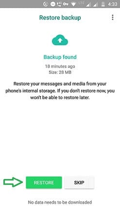 在android上恢復whatsapp消息