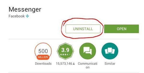 désinstaller facebook messenger
