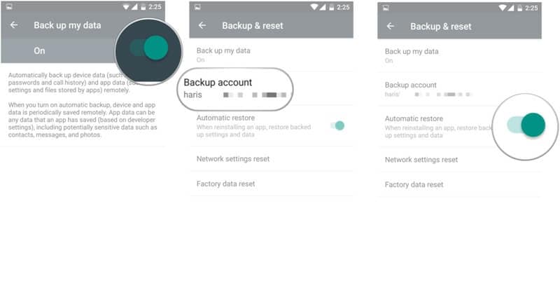 säkerhetskopiera Samsung-telefon till Google-konto - steg 2