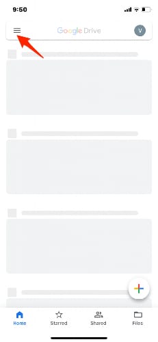 vyberte nabídku Disku Google