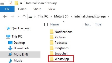 vyberte složku WhatsApp