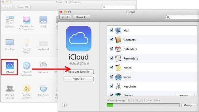 قم بإعداد iCloud على Mac