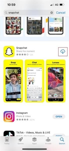 snapchat-app opnieuw installeren