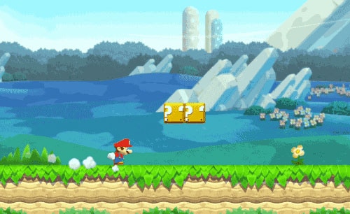 super mario rennen dubbeltikken springen