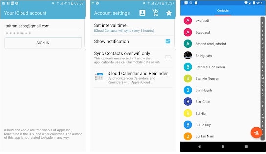 icloud kontakter till Android synk app - 2
