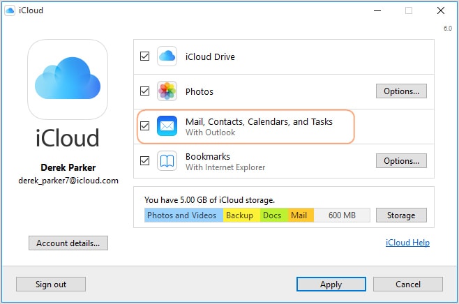 Synchroniseer Outlook met iPhone via iCloud