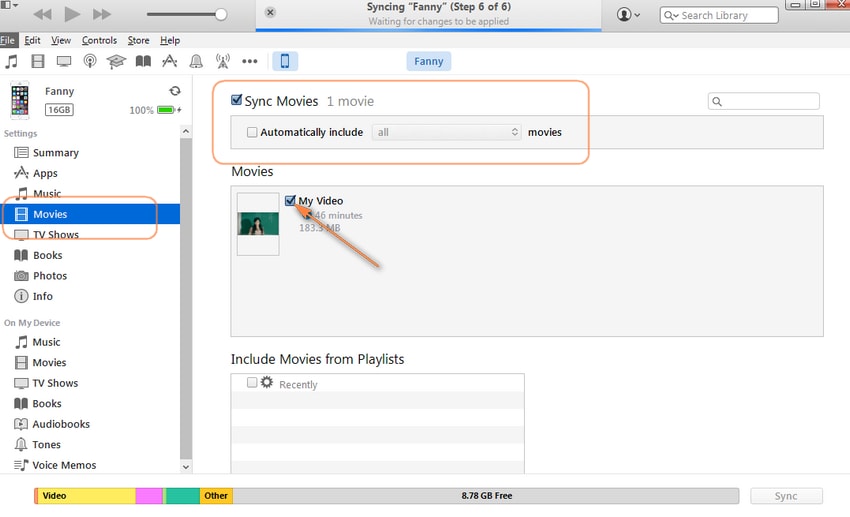 iPhone-video overzetten naar mac - itunes stap 3