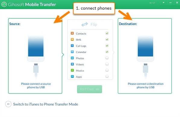 iOS와 Android 기기 간 데이터 전송 - Gihosoft