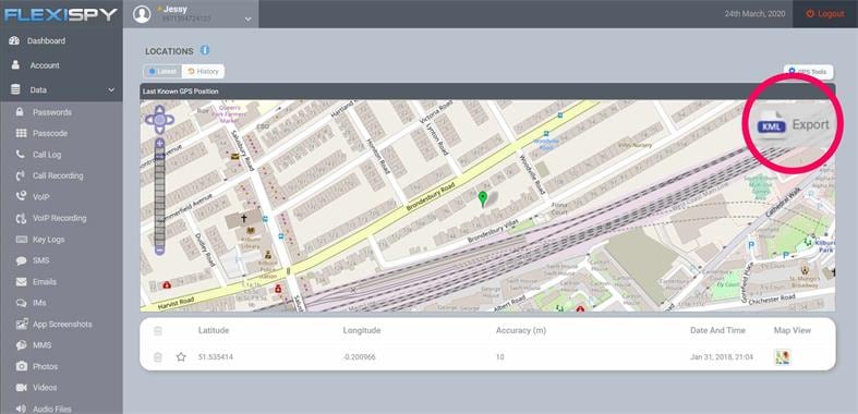 GPS 데이터 내보내기