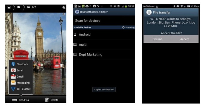 overføre Android-billeder over Bluetooth