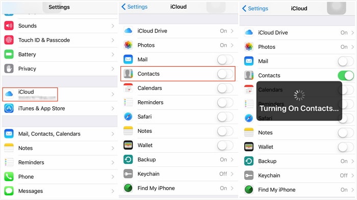 overføre kontakter til iphone fra icloud backup