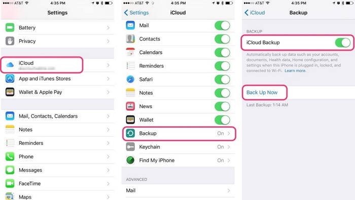 overføre kontakter fra iphone til iphone ved hjælp af icloud backup
