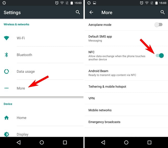 transférer samsung vers samsung-cliquez sur le nfc