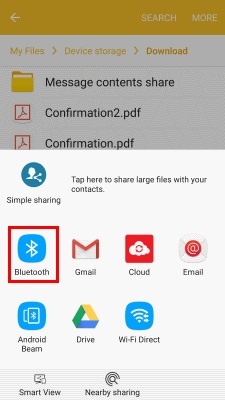 通过蓝牙将文件从 android 传输到 pc 文件共享