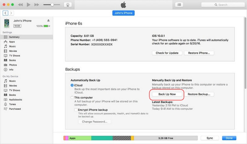 انقل كل شيء من iPhone 6 (Plus) إلى iPhone X / iPhone 8 (Plus) باستخدام iTunes