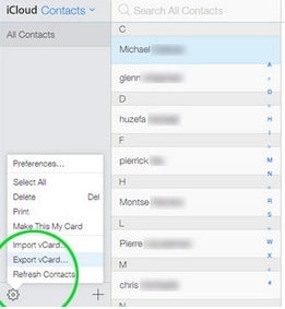 exporter les contacts icloud vers un fichier vcf