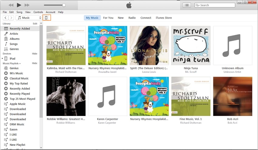 Kies iPad-muziekbibliotheek