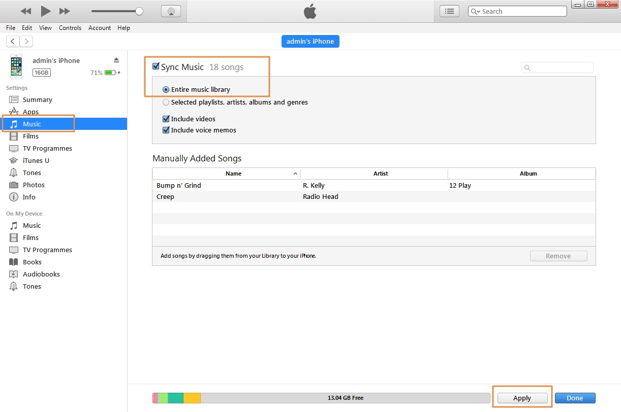 Zene átvitele iPhone X-re az iTunes-2 használatával