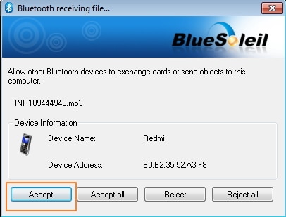 Trasferisci musica dal telefono al computer con Bluetooth