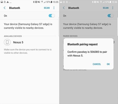 Valokuvien siirtäminen Androidista Androidiin Bluetooth-laitteilla
