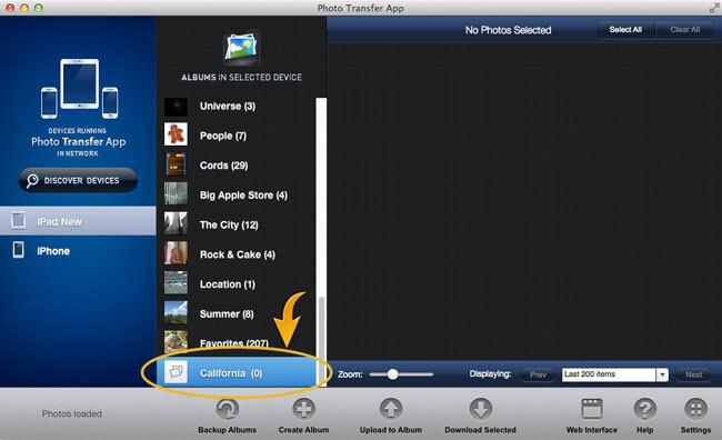 overføre bilder fra mac til ipad-klikk last opp til album