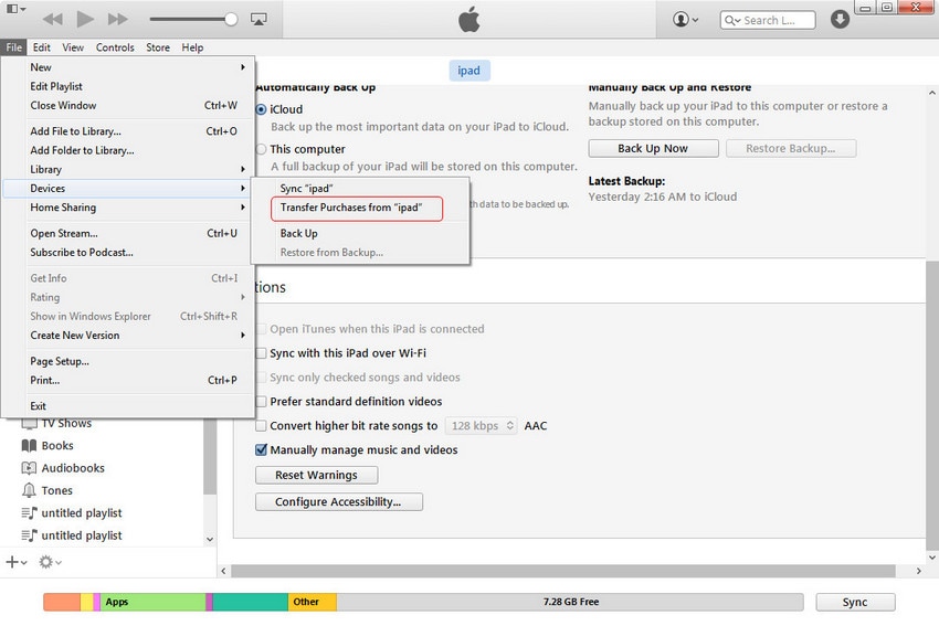 Breng apps over van iPad naar computer met iTunes - stap 2: log in op iTunes