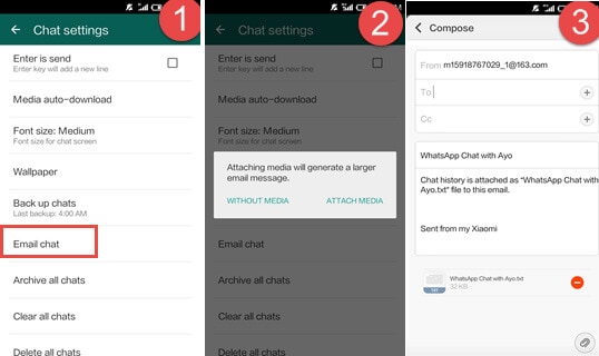 E-Mail-WhatsApp-Nachrichten von Android an iPhone