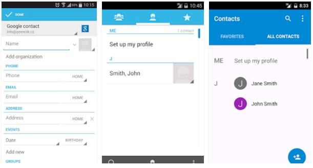 Εφαρμογή ανάκτησης δεδομένων android-αληθινές επαφές