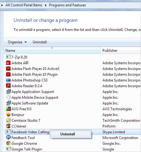 désinstaller le plug-in