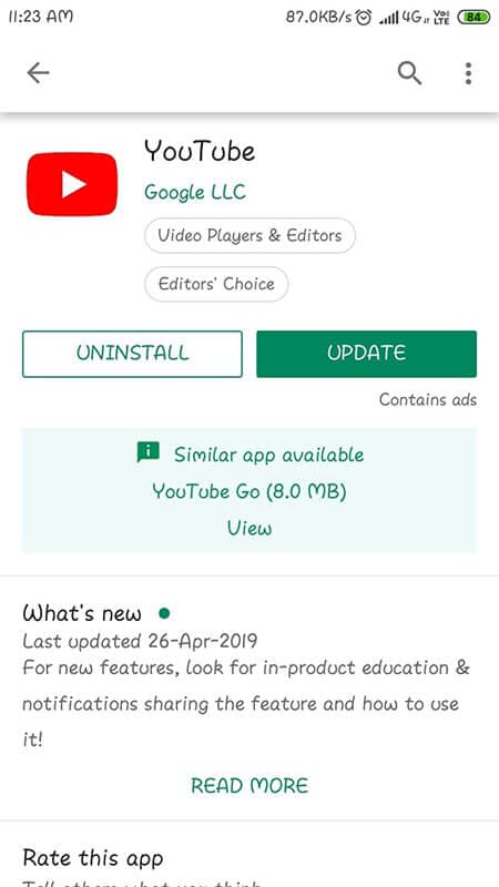 youtube 视频没有播放 - 更新 youtube