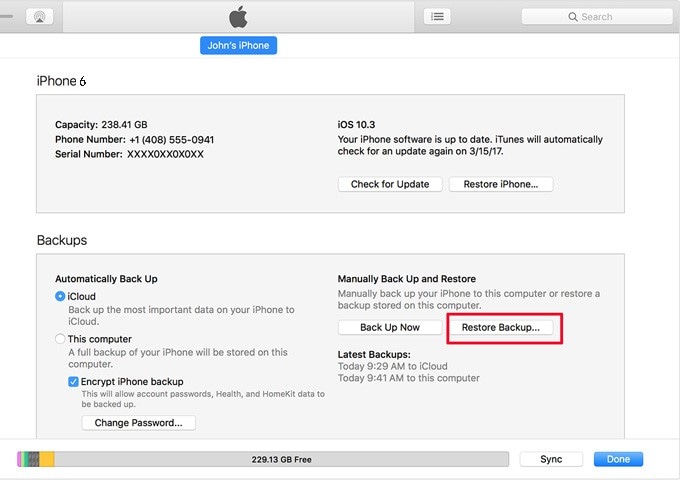 varmuuskopion palauttaminen itunesista
