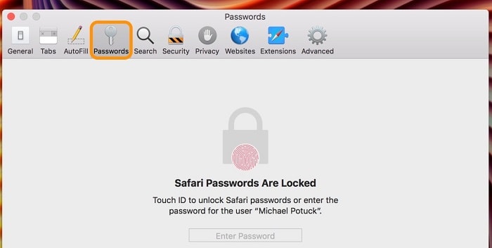 safari preferenser lösenord