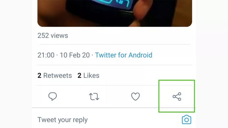 tik op het pictogram voor delen onder tweet