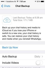 backup de mensagens do whatsapp - toque na opção Backup automático