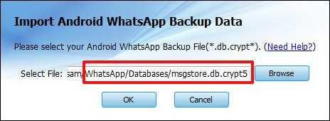 Extracteur de sauvegarde WhatsApp - Sélectionnez le fichier de sauvegarde crypté
