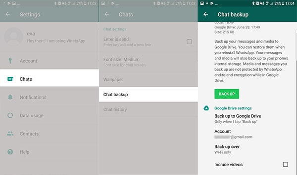 WhatsApp-Backup von Android auf Google Drive