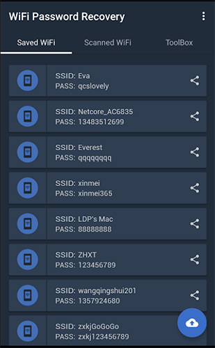 WiFi Password Recovery app fungerer